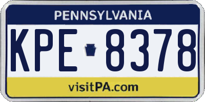 PA license plate KPE8378