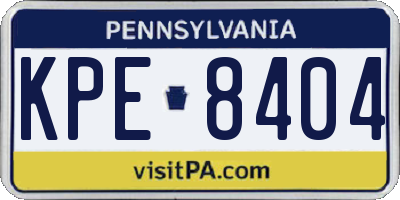 PA license plate KPE8404