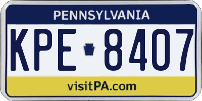 PA license plate KPE8407