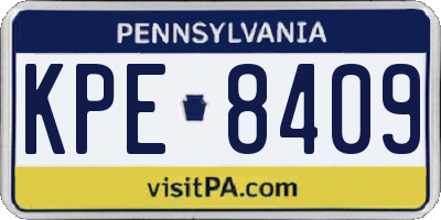 PA license plate KPE8409