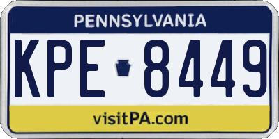 PA license plate KPE8449