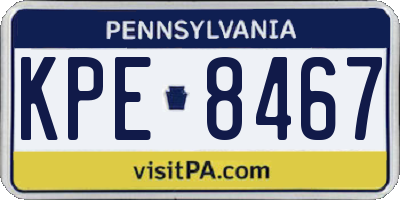 PA license plate KPE8467