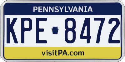 PA license plate KPE8472