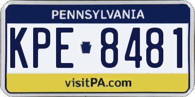 PA license plate KPE8481