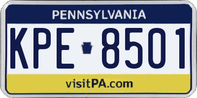 PA license plate KPE8501
