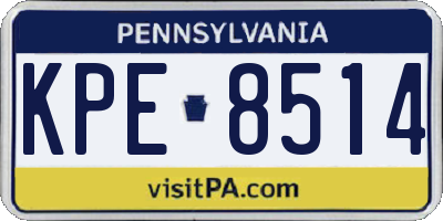PA license plate KPE8514