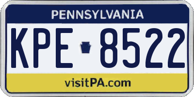 PA license plate KPE8522