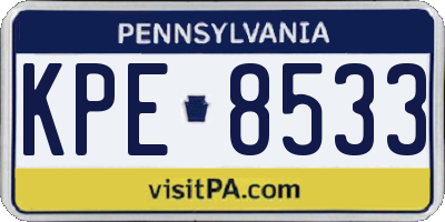 PA license plate KPE8533