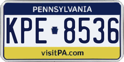 PA license plate KPE8536