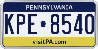 PA license plate KPE8540