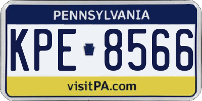 PA license plate KPE8566