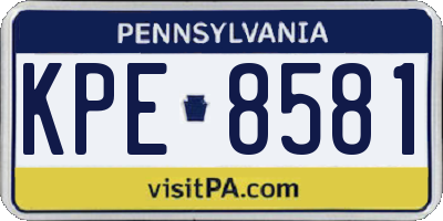 PA license plate KPE8581