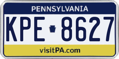 PA license plate KPE8627