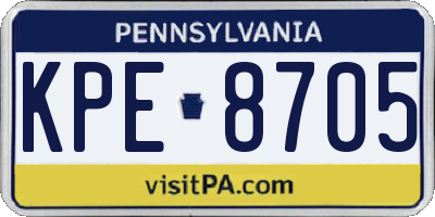 PA license plate KPE8705