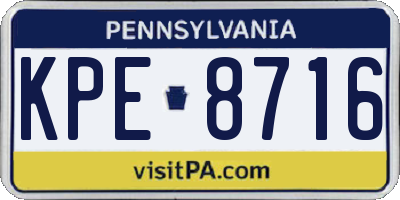 PA license plate KPE8716
