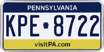 PA license plate KPE8722