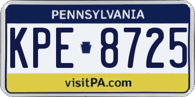PA license plate KPE8725
