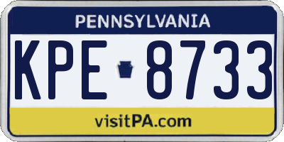 PA license plate KPE8733