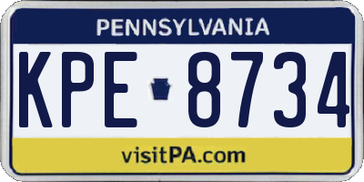 PA license plate KPE8734