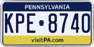 PA license plate KPE8740