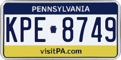 PA license plate KPE8749