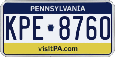 PA license plate KPE8760