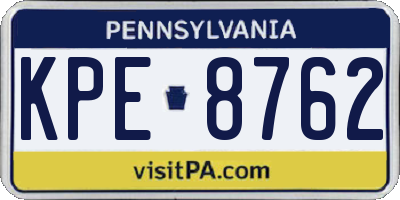 PA license plate KPE8762