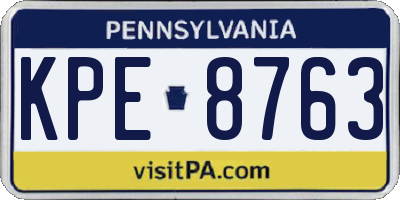 PA license plate KPE8763