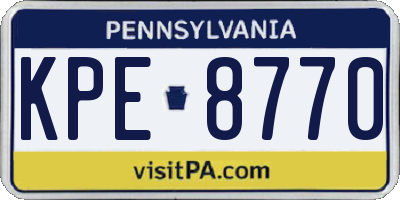 PA license plate KPE8770