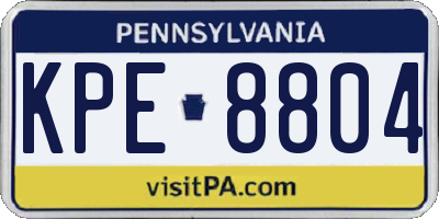 PA license plate KPE8804