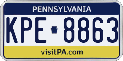 PA license plate KPE8863