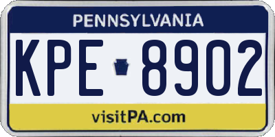 PA license plate KPE8902