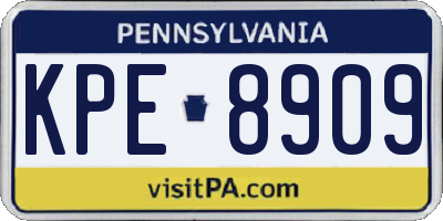 PA license plate KPE8909