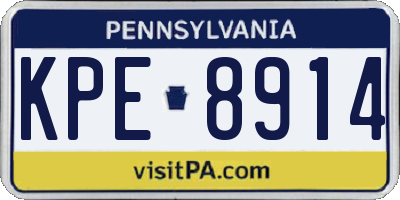 PA license plate KPE8914