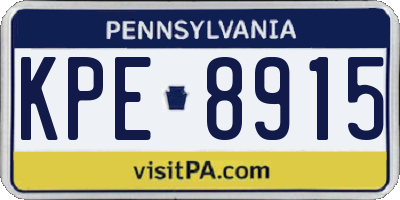 PA license plate KPE8915