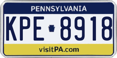 PA license plate KPE8918