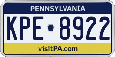 PA license plate KPE8922