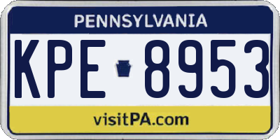 PA license plate KPE8953