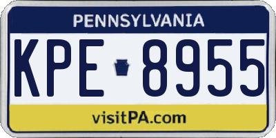 PA license plate KPE8955