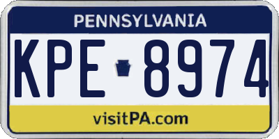 PA license plate KPE8974