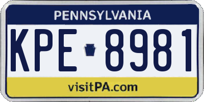 PA license plate KPE8981