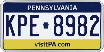 PA license plate KPE8982