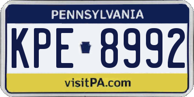 PA license plate KPE8992