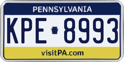 PA license plate KPE8993