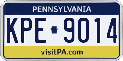 PA license plate KPE9014