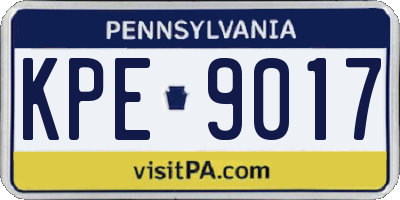 PA license plate KPE9017