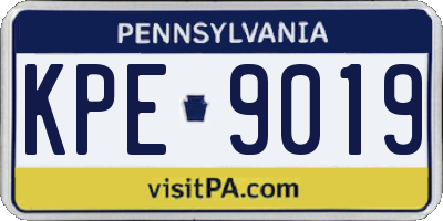PA license plate KPE9019