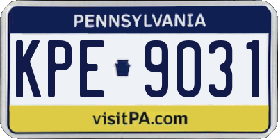 PA license plate KPE9031