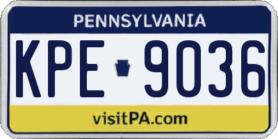PA license plate KPE9036