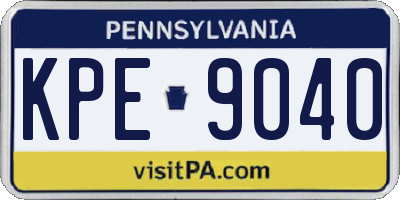 PA license plate KPE9040